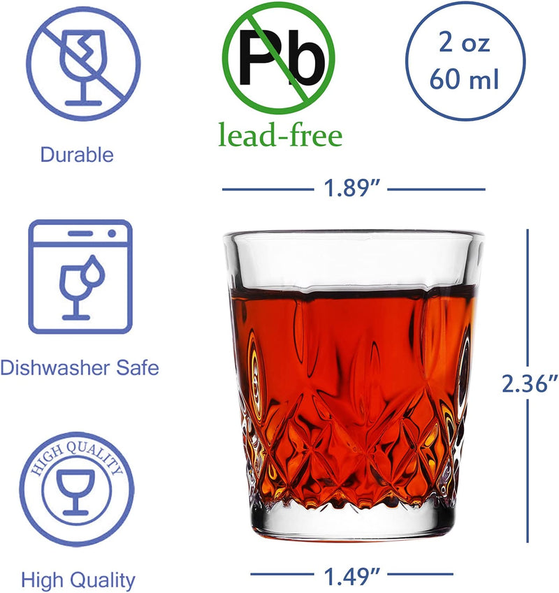 Valeways 1.75oz Mini Shot Glass Set of 6/Clear /Tasting Glasses/Cordial Glasses/Sherry Glasses/Glasses Snifters/Cute Shot Glasses