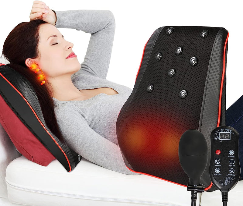 LITFP Back Massager with Heat - Upgraded Shiatsu Massager for Neck and Back, 3D Deep Tissue Kneading Neck Massager Pillow for Neck Shoulder Leg Back Pain Relief, Best Gifts for Women Men