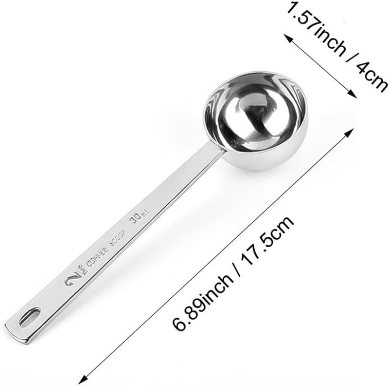 2Pcs Stainless Steel Coffee Scoop, 2 Tablespoon Measuring Spoon, Coffee Scoop, 30Ml Metal Long Handled Spoons, Coffee,Sugar,Powder,Tea Measuring Spoons, Set of 2