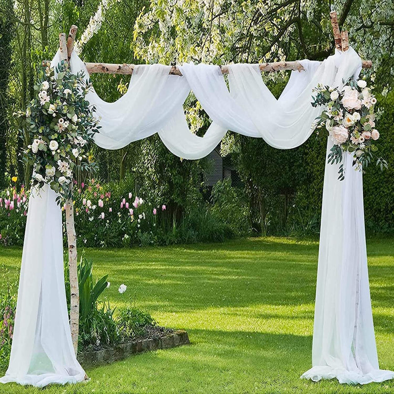 White Chiffon Sheer Backdrop Curtain - 10ft x 7ft - Wrinkle-Free for Weddings Parties and Events