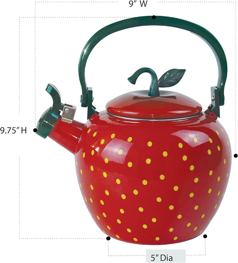 Trenton Gifts Whistling Tea Kettle For Stove Top - Strawberry