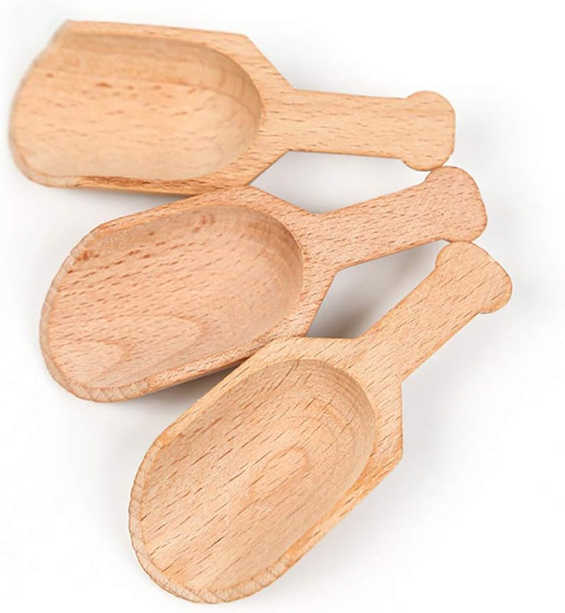 ccHuDE 6 Pcs Mini Wooden Scoops Small Bath Salts Spoon Candy Spoon for Spices Tea Coffee Beans