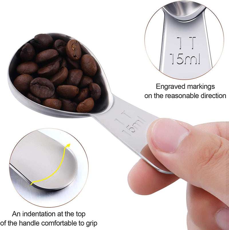 Patelai 3 Pieces Tablespoon Coffee Scoop Stainless Steel Coffee Scoops Short Handle Tablespoon Measuring Spoons for Coffee Tea Sugar Christmas Kitchen Gifts