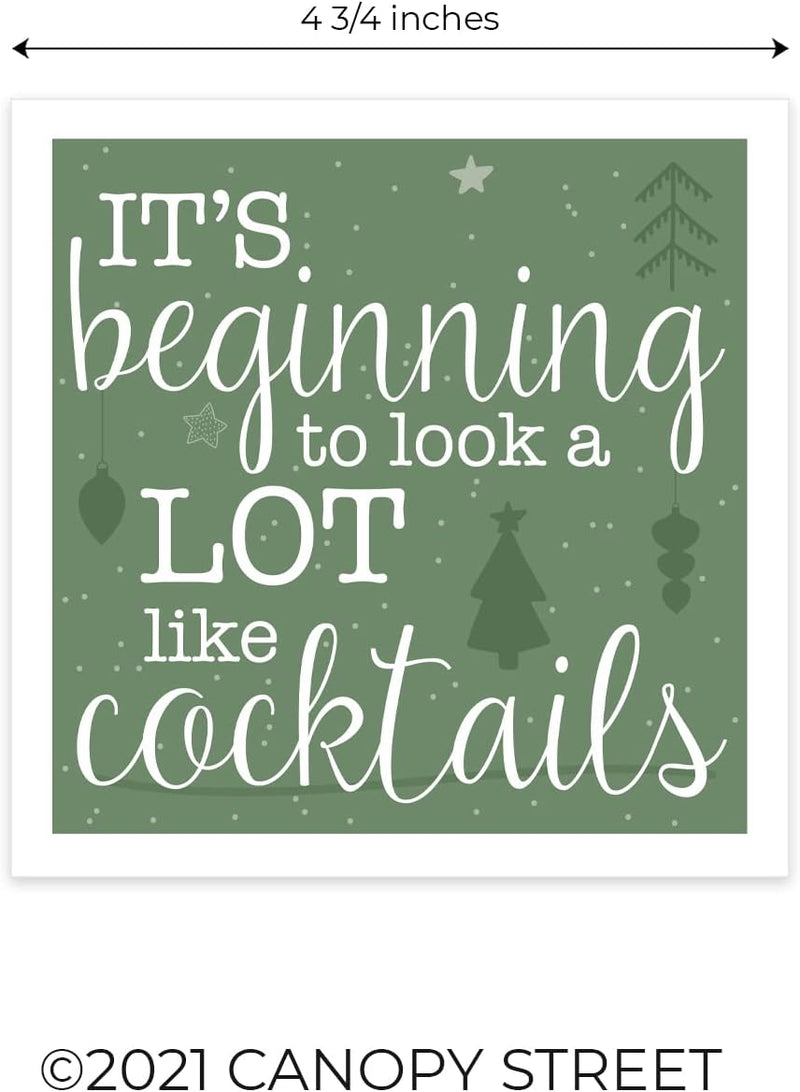 It's Beginning To Look A Lot Like Cocktails Napkins / 48 Christmas Napkins / 3 Funny Winter Holiday Designs/Company Christmas Party Supplies/Made In The USA