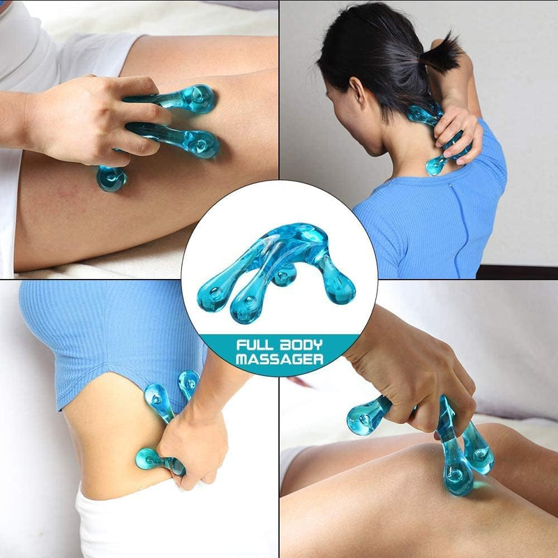 melonsun Palm Massage Tool- Easier Grip Four Point Massage Tool, Handheld Massage Tool for Women and Men- Comfortable Small Massage Tool for Whole Body Relief (Blue)