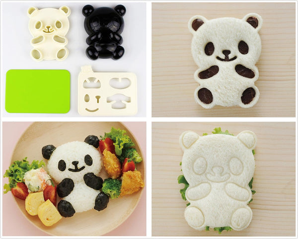 Cute Panda Bear Sandwich  Rice Cutter with Cake  Bread Mold Maker