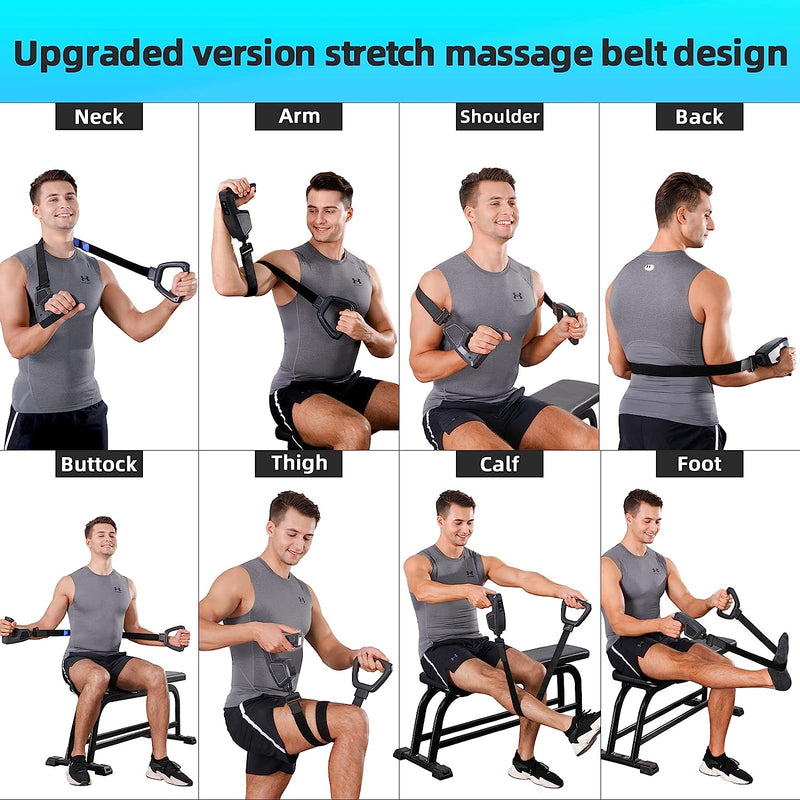 Massage Gun Body Massager Exercise Bands Massage Gun with Heat for Neck and Back Deep Tissue Percussion,professional 2-in-1 Lateral & Percussion Handheld Massager,6 Speeds with 8 Attachments（Black）