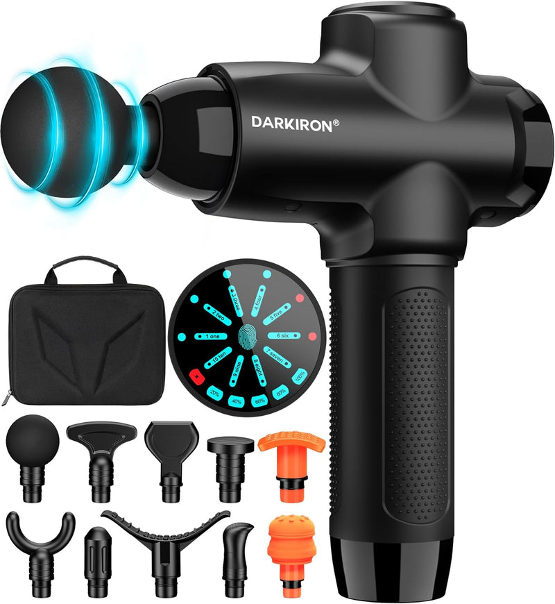 10-Speed Percussion Muscle Massage Gun Deep Tissue for Athletes - with 15 Massage Heads, Carbon Black