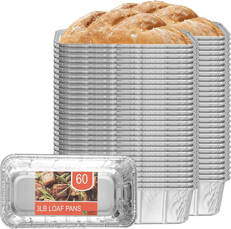 20 Pack Aluminum Loaf Pans - Heavy Duty Disposable Bread Pans 2 lb for Baking and Serving 85 x 45 x 25 - Max 240C