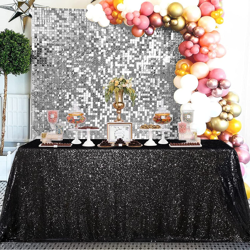 Black Glitter Sequin Tablecloth - 60X102 Inch WeddingBirthdayGraduation Decor
