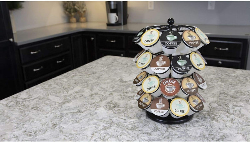 Nifty K Cup Holder – Compatible with K-Cups, Coffee Pod Carousel | 40 K Cup Holder, Spins 360-Degrees, Lazy Susan Platform, Modern Black Design, Home or Office Kitchen Counter Organizer