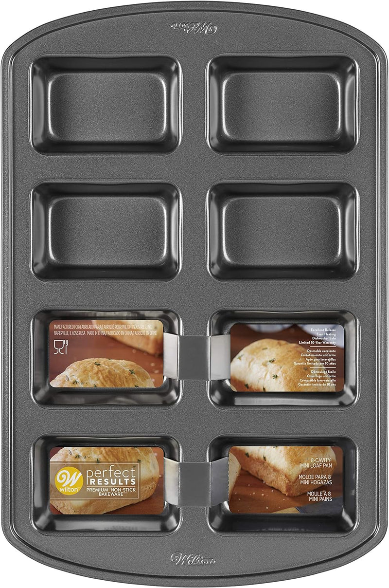 Non-Stick Mini Loaf Pan - 8-Cavity 152 IN x 95 IN x 16 IN Gray by Wilton