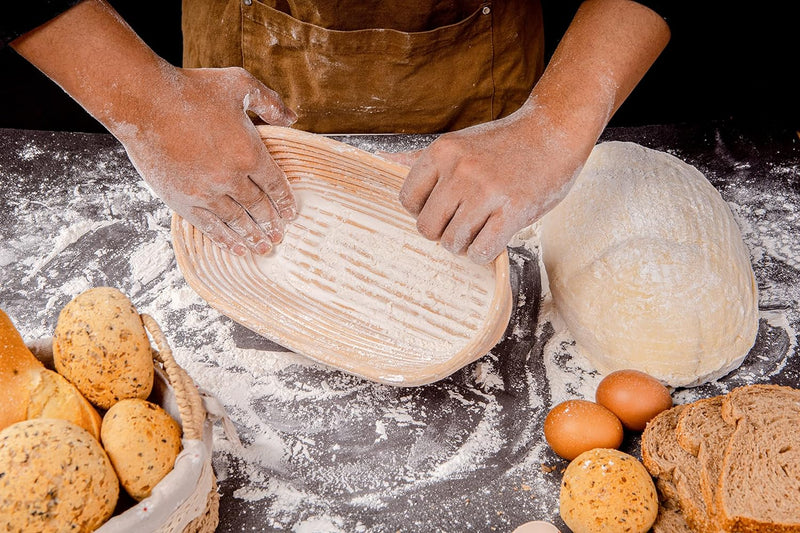 Set of 2 HOMEBAKEE Banneton Proofing Baskets - 11 inch Oval Shape for Sourdough Bread Baking