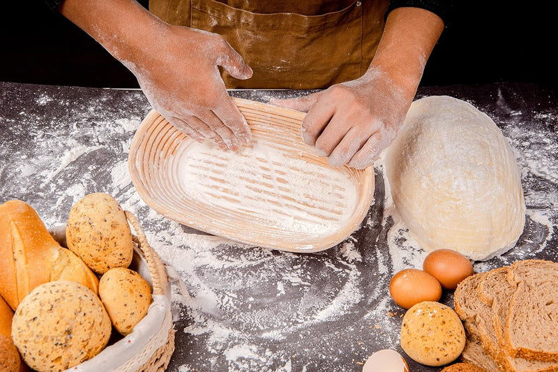 Set of 2 HOMEBAKEE Banneton Proofing Baskets - 11 inch Oval Shape for Sourdough Bread Baking