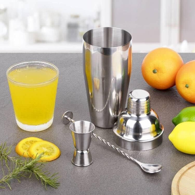 Large 24oz Cocktail Shaker Set, Stainless Steel 18/8 Martini Mixer Shaker with Built-in Strainer, Measuring Jigger & Mixing Spoon, Professional Martini Shaker Set, Perfect for Bartender and Home Use
