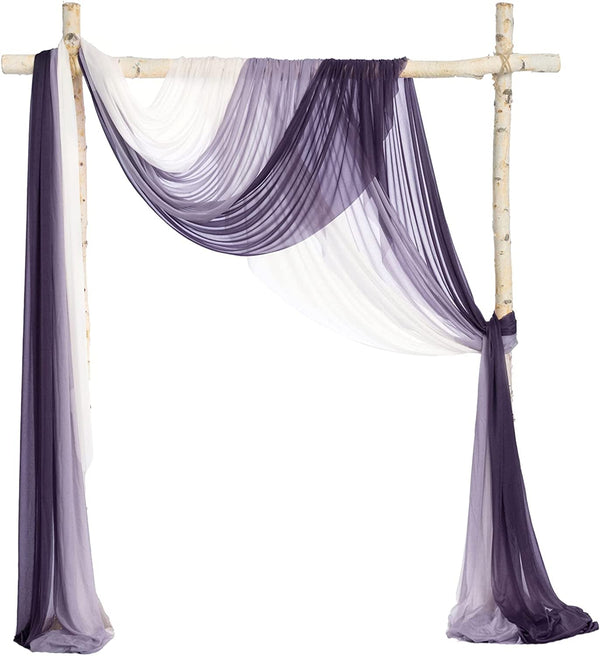 New Version Easy Hanging Wedding Arch Draping Fabric 3 Panels 30" W X 26.5Ft for Wedding Ceremony Reception Swag Decorations, Tillandsia Purple + Pastel Lilac + Ivory