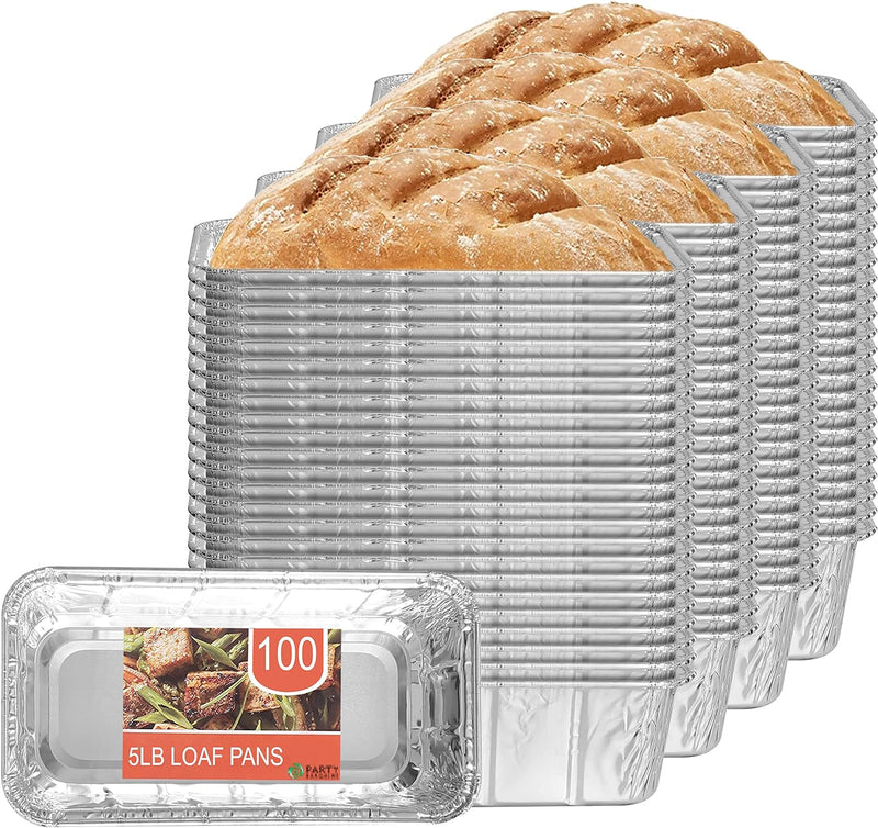 20 Pack Aluminum Loaf Pans - Heavy Duty Disposable Bread Pans 2 lb for Baking and Serving 85 x 45 x 25 - Max 240C