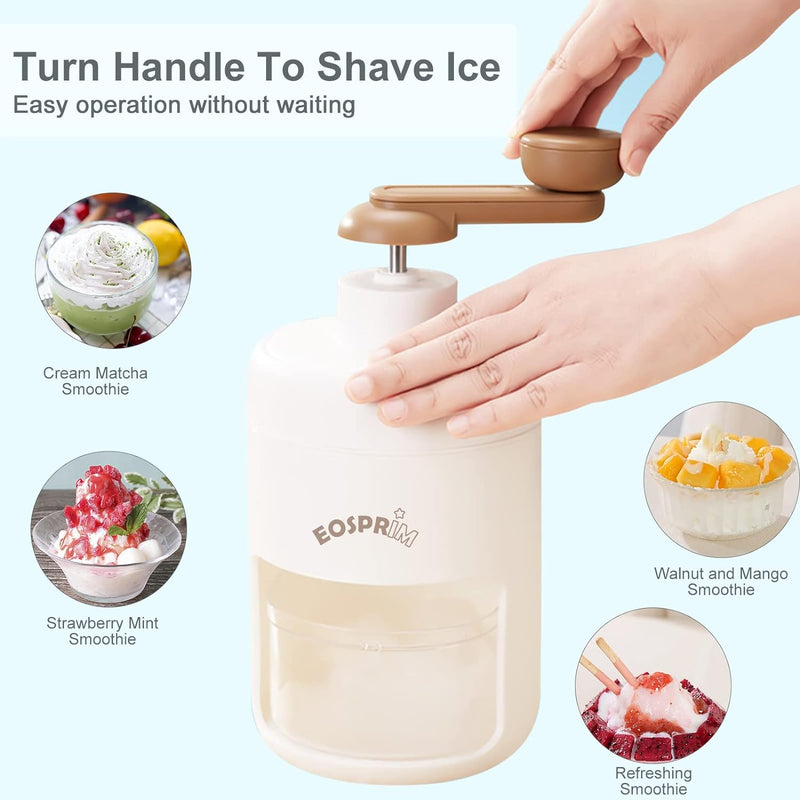 Eosprim Slushie Machine, Snow Cone Machine, Shaved Ice Machine, Slushy Maker Machine Cup - Ice Cream, Snowcone, Kakigori, Bingsu, Cocktail Maker, Manual Crushed Ice Crusher Shaver for Kids Home