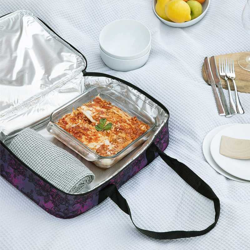 Double Casserole Travel Bag - Insulated Food Carrier for HotCold Dishes Heather Gray