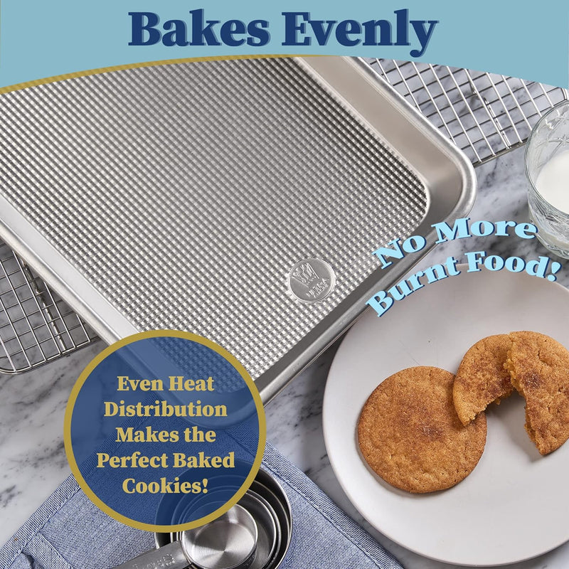 Professional Quarter Sheet Baking Pans - Set of 2 Aluminum Cookie Sheets - Rimmed 9x13-inch for Baking and Roasting