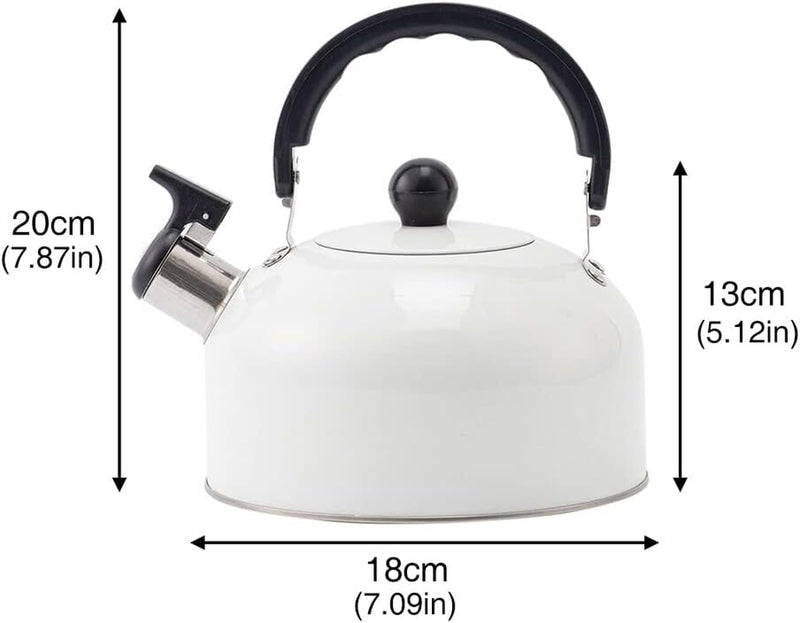 Tea Kettle Stovetop Whistling Teapot Stainless Steel Tea Pots for All Stovetop with Ergonomic Handle - 3 Quart Whistling Teapot Water Boiling Kettle Automatic for Drinking Coffee (White)