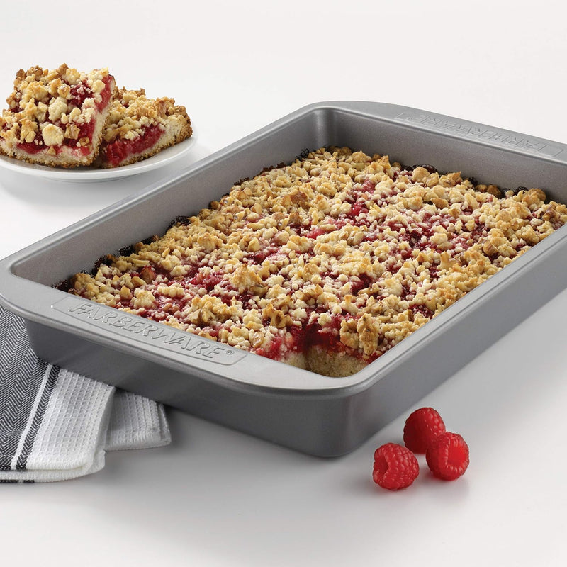 Farberware Nonstick Bakeware Cake Pan with Lid - 9x13 Inches Gray