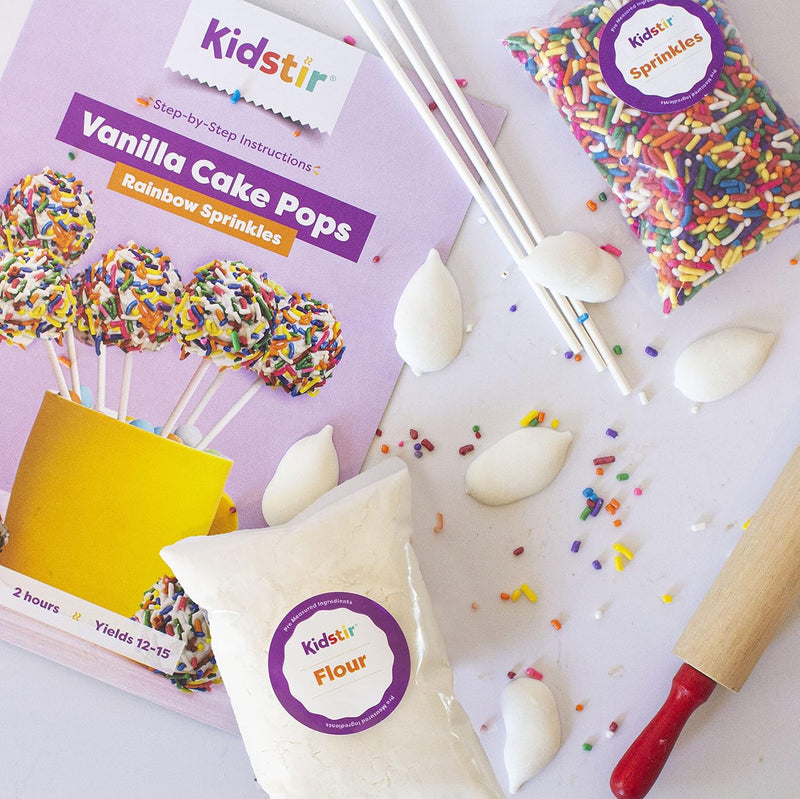 KIDSTIR Kids Baking Set - Cake Pop DIY Kit for Ages 6-12 - Vanilla Flavor