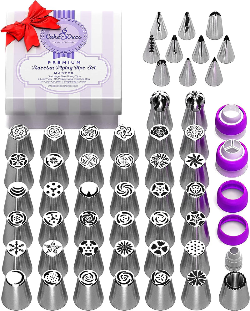 Russian Piping Tips - Complete Cake Decorating Kit with 36 Tulip Icing Nozzles