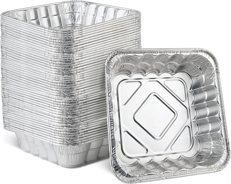 PLASTICPRO Disposable Square Aluminum Baking Pans - Pack of 25 3x3x2 inches