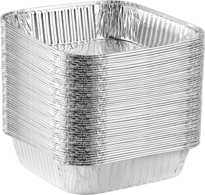 PLASTICPRO Disposable Square Aluminum Baking Pans - Pack of 25 3x3x2 inches