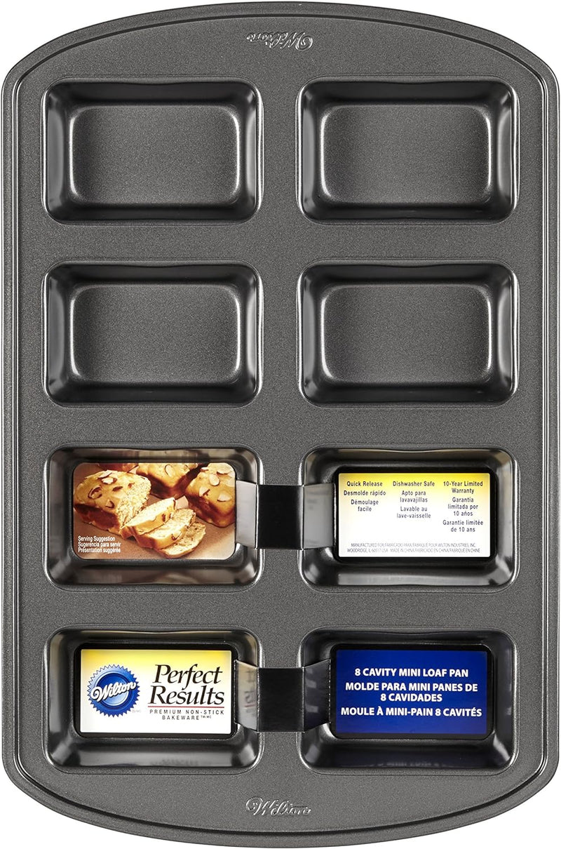 Non-Stick Mini Loaf Pan - 8-Cavity 152 IN x 95 IN x 16 IN Gray by Wilton