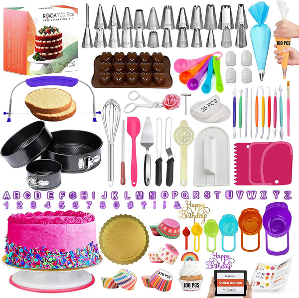 700PCs Cake Decorating Kit with Baking Supplies Turntable Tips  More