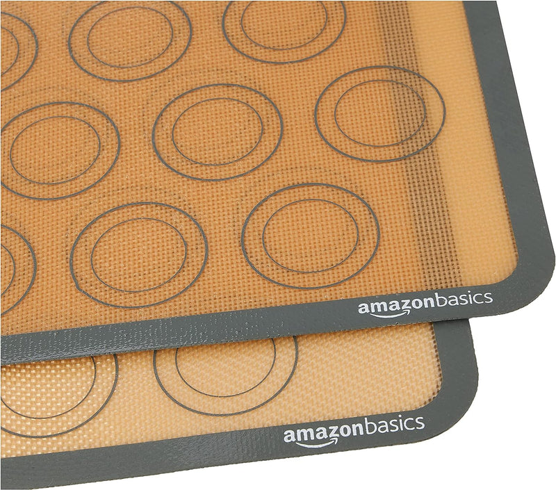 Set of 2 Silicone Non-Stick Baking Mats - BeigeGray 165 x 116 Food Safe