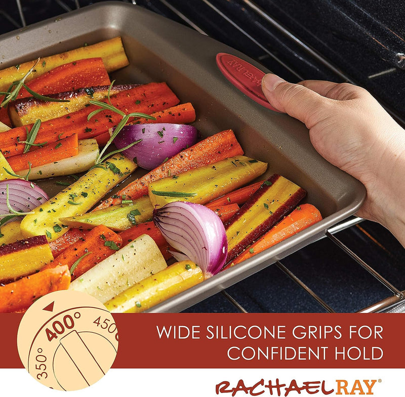 Rachael Ray Cucina Nonstick Bakeware Set - 10 Piece Latte  Cranberry