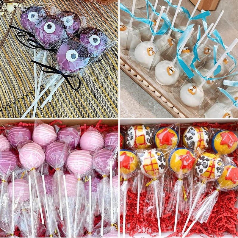 Cake Pop Sticks and Wrappers Kit - 300 Count with Lollipop Sticks Treat Bags and Twist Ties