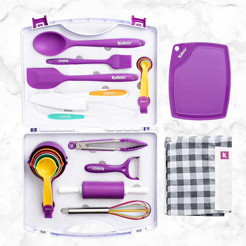 Kids Cooking and Baking Set - 34 Piece with Carrying Case and Utensils - Girls and Boys Gift