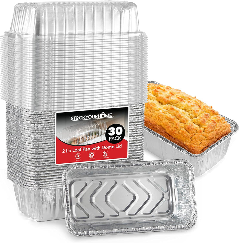 Aluminum Foil Mini Loaf Pans - 50 Pack 2 lb Disposable Baking Tins Ideal for Cakes Breads and Meat