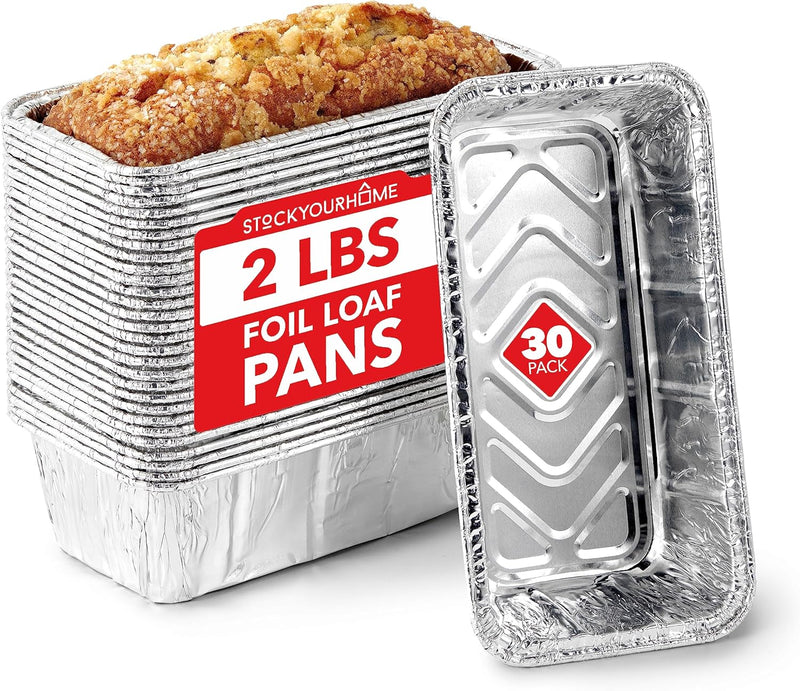 Aluminum Foil Mini Loaf Pans - 50 Pack 2 lb Disposable Baking Tins Ideal for Cakes Breads and Meat