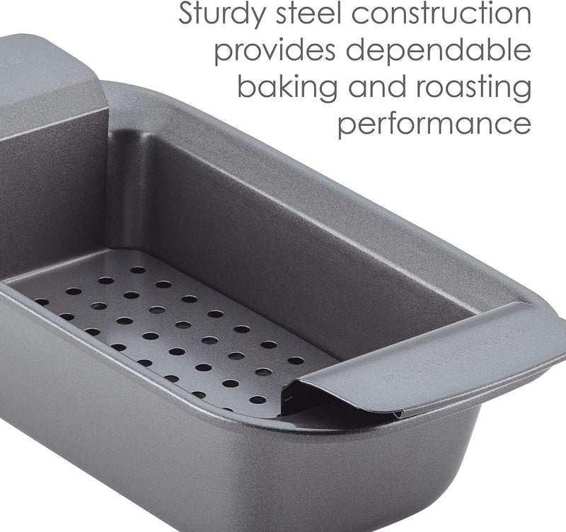 Rachael Ray Nonstick Roaster with Reversible Rack 165 x 135 Gray