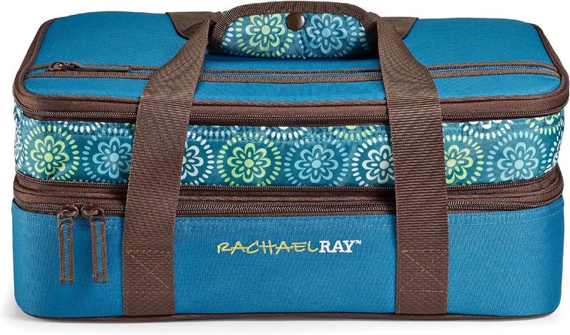 Rachael Ray Expandable Insulated Casserole Carrier for HotCold Food Sea Salt Grey 9x13 Baking Dish