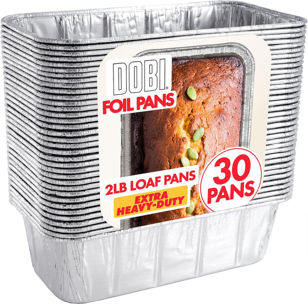 DOBI Loaf Pans 30 Pack - Disposable Aluminum Foil Bread Baking Tins - 85 x 45 x 25 Pack of 30