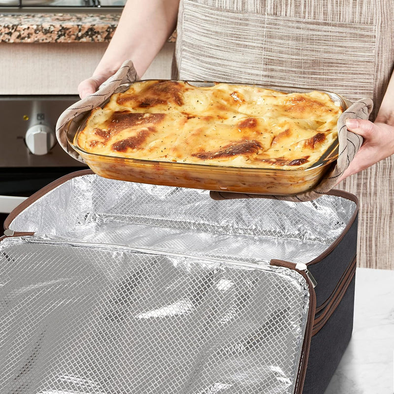 Insulated Double Decker Casserole Carrier - HotCold Food Expandable Grey