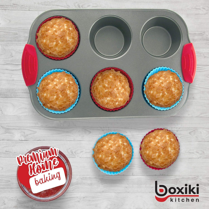 Non-Stick Silicone Muffin Pan - 12 Cups with Steel Frame - BPA Free  Non-Toxic