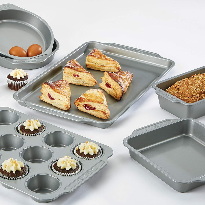 Farberware Nonstick Steel Bakeware Set - 10-Piece with Cooling Rack Gray