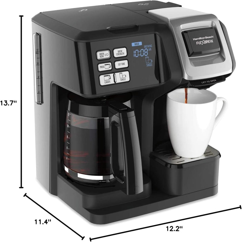 Hamilton Beach 49976 FlexBrew Trio 2-Way Coffee Maker, Compatible with K-Cup Pods or Grounds, Combo, Single Serve & Full 12c Pot, Black