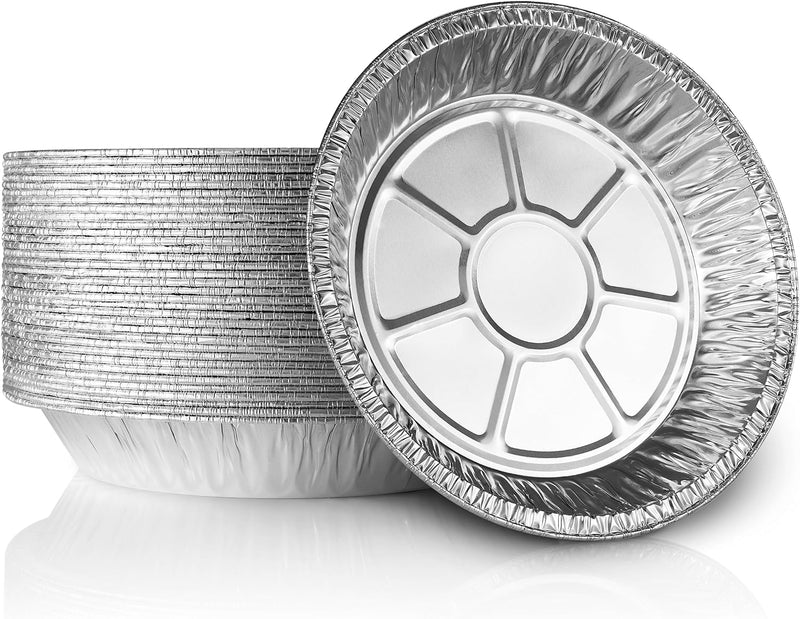 10-Pack Heavy Duty 9 Aluminum Foil Pie Pans - Disposable for Baking and Serving