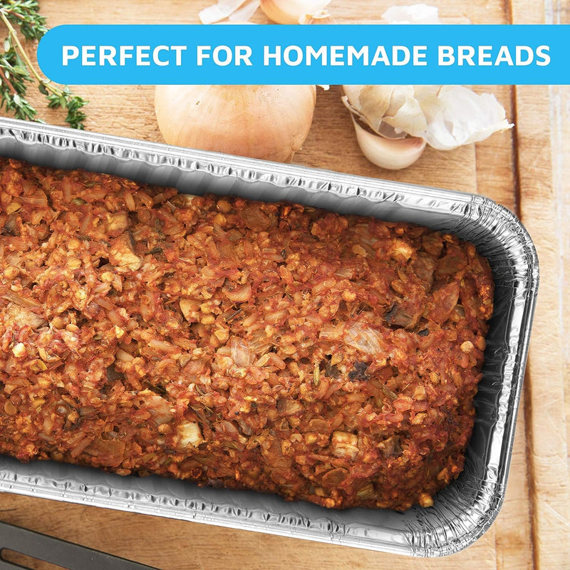 Aluminum Disposable Loaf Pans - Foil Bread Containers for Baking and Takeout - 50-Pack Bulk Pack