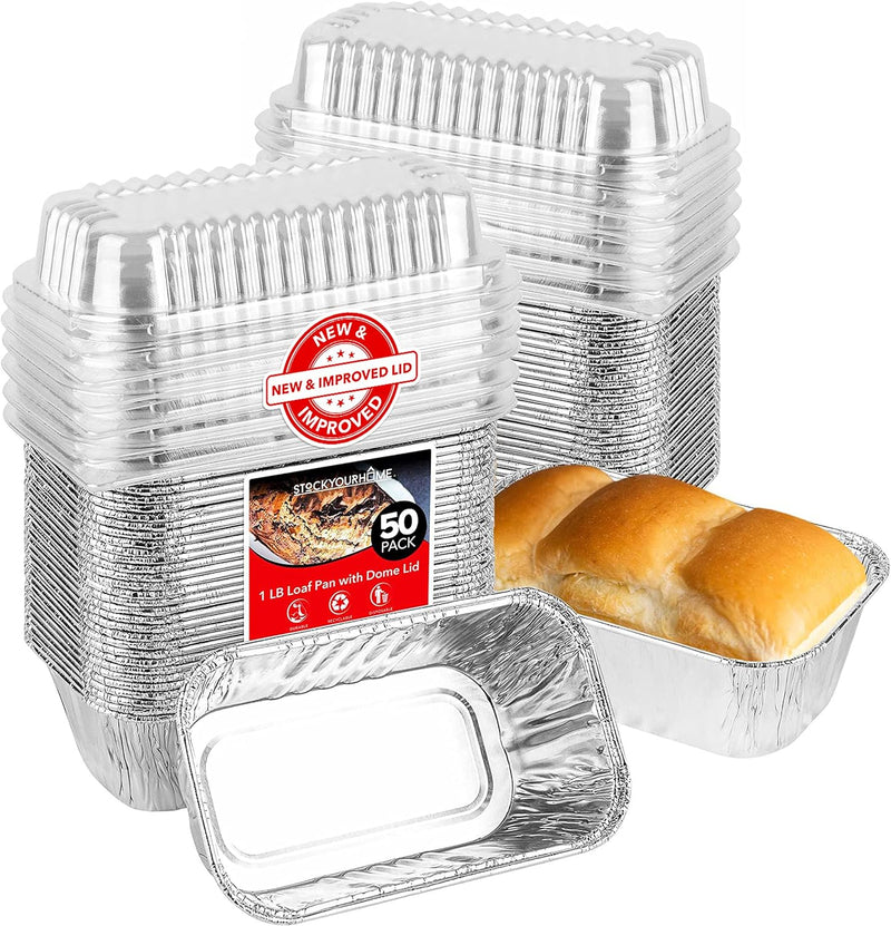 30-Pack Aluminum Foil Mini Loaf Pans - 1 lb Baking Tin Liners for Cakes Bread and Meat - Disposable 6x35x2