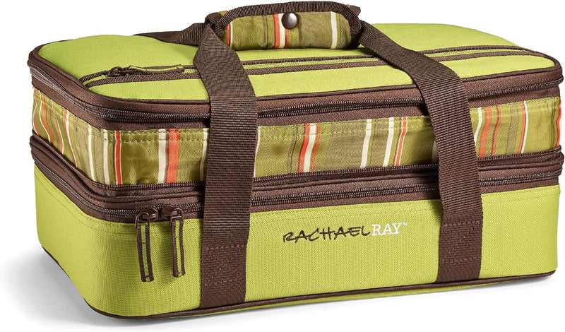 Rachael Ray Expandable Insulated Casserole Carrier for HotCold Food Sea Salt Grey 9x13 Baking Dish