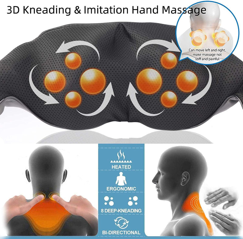 RENPHO Neck Massager with Heat, Shiatsu Back Shoulder Massager - Deep Tissue 3D Kneading Pillow for Back, Waist, Leg, Calf, Foot, Arm, Full Body, Muscles, Gift for Men Women Mom Dad
